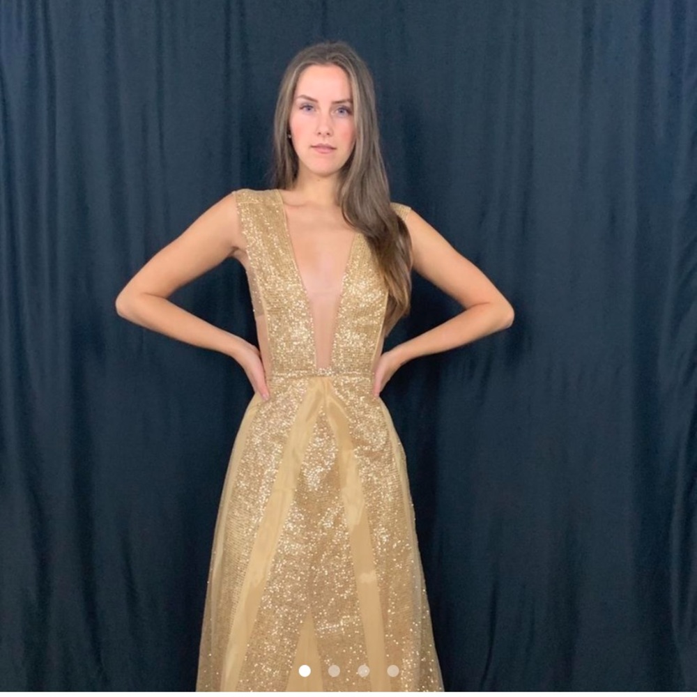 Gold formal Dress with cutout
